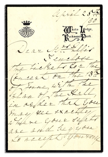 Mary Adelaide 1890 Autograph Letter Signed -- Mother of Queen Mary