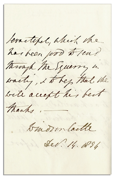 Crimean War Letter to Mrs. Henry Duberley Regarding Duberley's Efforts at Sevastopol -- 1854