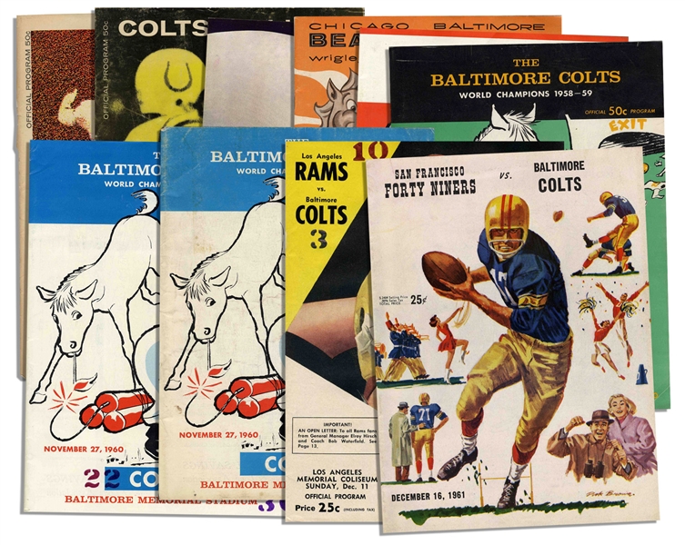 Collection of 10 Early 1960's Baltimore Colts Programs