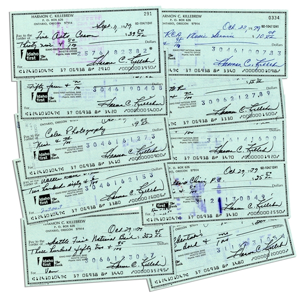 Harmon Killebrew Lot of 10 Signed Checks