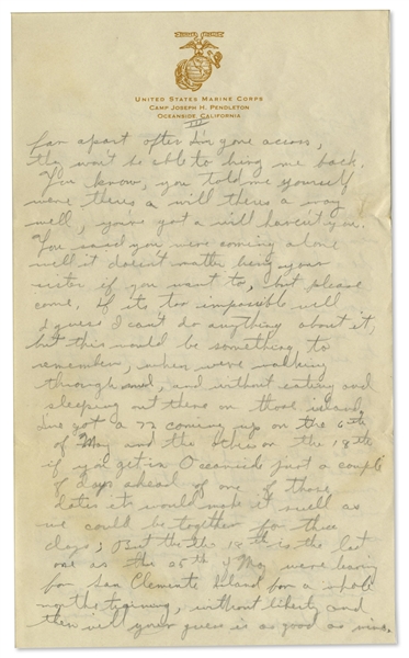 Rene Gagnon 1944 WWII Autograph Letter Twice Signed -- ''...I'd even go over the hill [AWOL] and go to Manchester to see you if you wanted me to, but I know you don't want me to...''