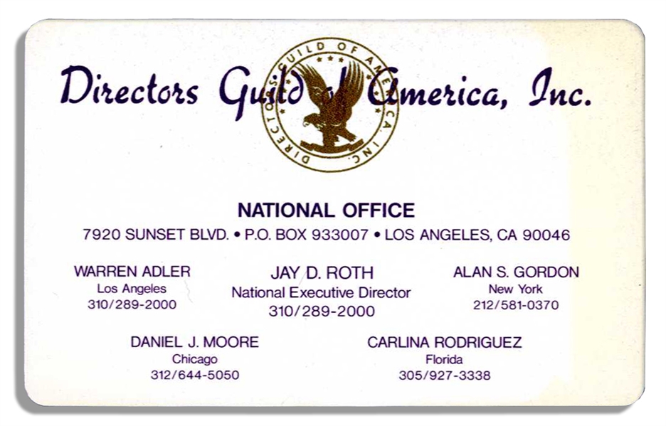 Milton Berle's Director's Guild of America Card