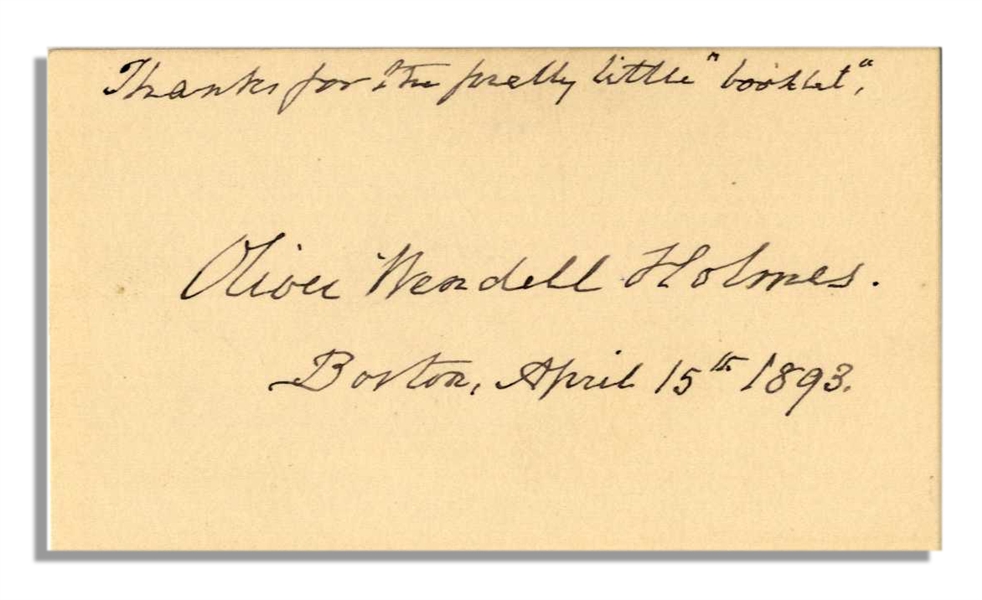 Fireside Poet Oliver Wendell Holmes Signed Card