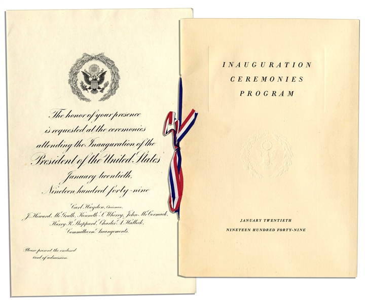 Congressional Invitation & Program for the 1949 Presidential Inauguration of Harry S. Truman