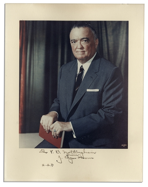 J. Edgar Hoover Signed Photo Display