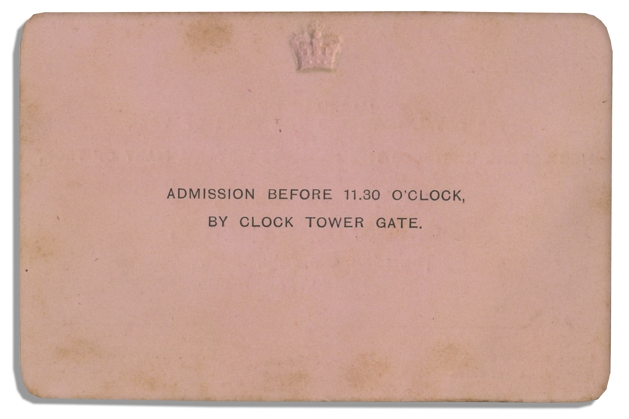 Rare Admission Ticket to the Royal Wedding of King George V & Queen Mary of Teck, as Young Duke & Duchess of York