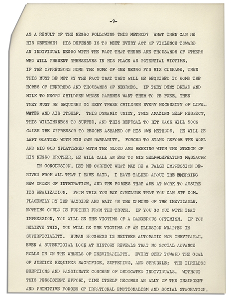 Martin Luther King, Jr. ''The Future of Integration'' Speech Delivered in 1959 -- ''...segregation is at bottom a form of slavery covered up with certain niceties of complexity...''