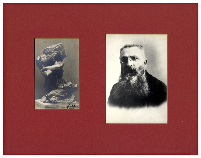 Revolutionary French Sculptor Auguste Rodin Signed Photo Postcard of His Famous Work, ''Cariatide Carrying a Stone''