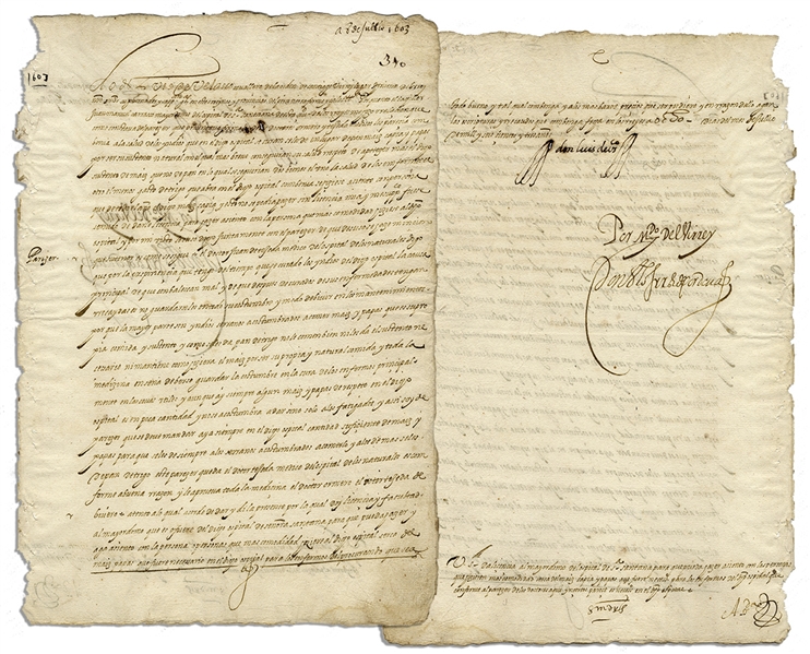 Viceroy of Peru Don Luis de Velasco, Marques de Salinas Document Signed in 1603