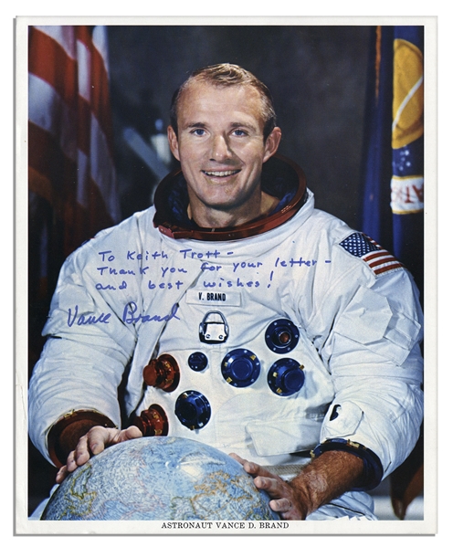 Lot of of 9 Astronaut Signed 8'' x 10'' NASA Photos -- Vance Brand, Paul Weitz, Jerry Carr, Ed Gibson, Joe Kerwin & Bill Pogue