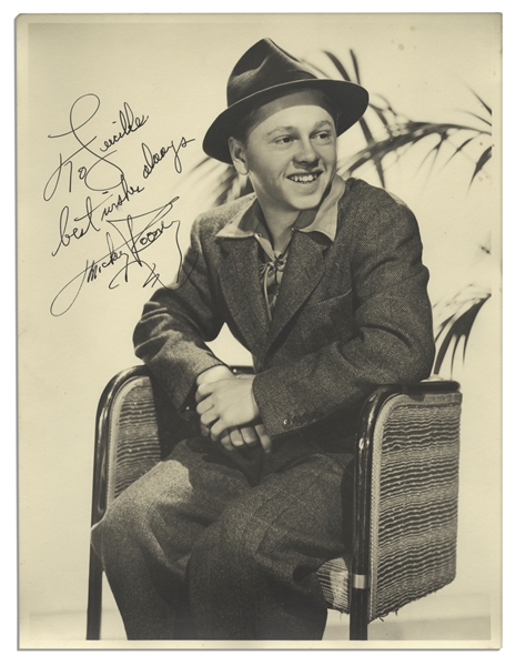 Early Mickey Rooney Signed 10'' x 13'' Photo