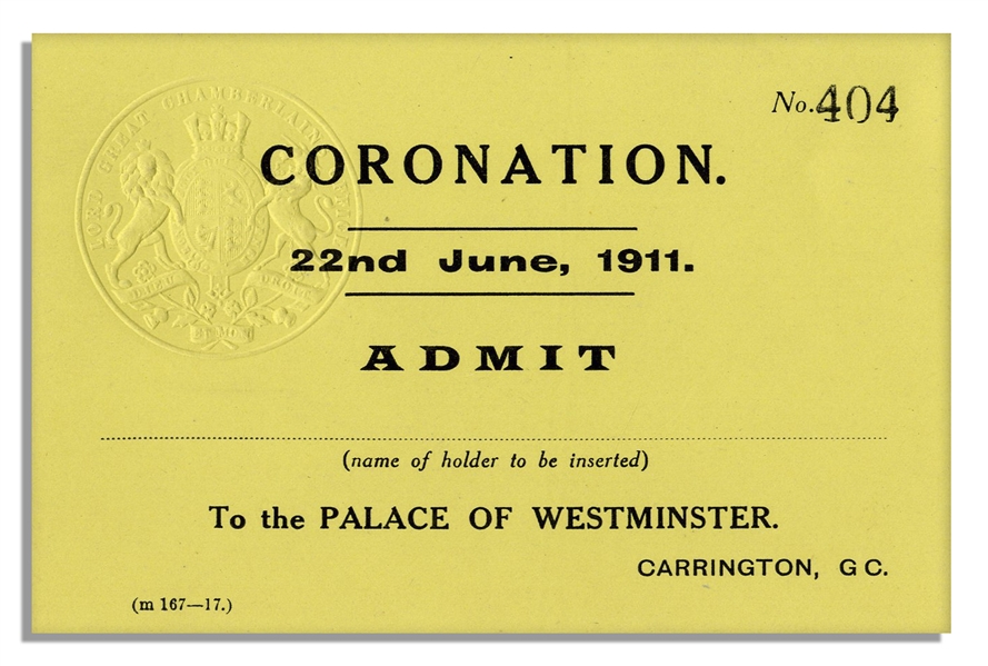 King George V 1911 Coronation Ticket