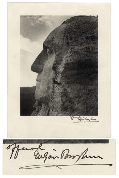 Scarce Mt. Rushmore Photograph Signed by Its Designer Gutzon Borglum  -- 10'' x 12.75''