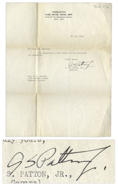 General George Patton 1945 Typed Letter Signed