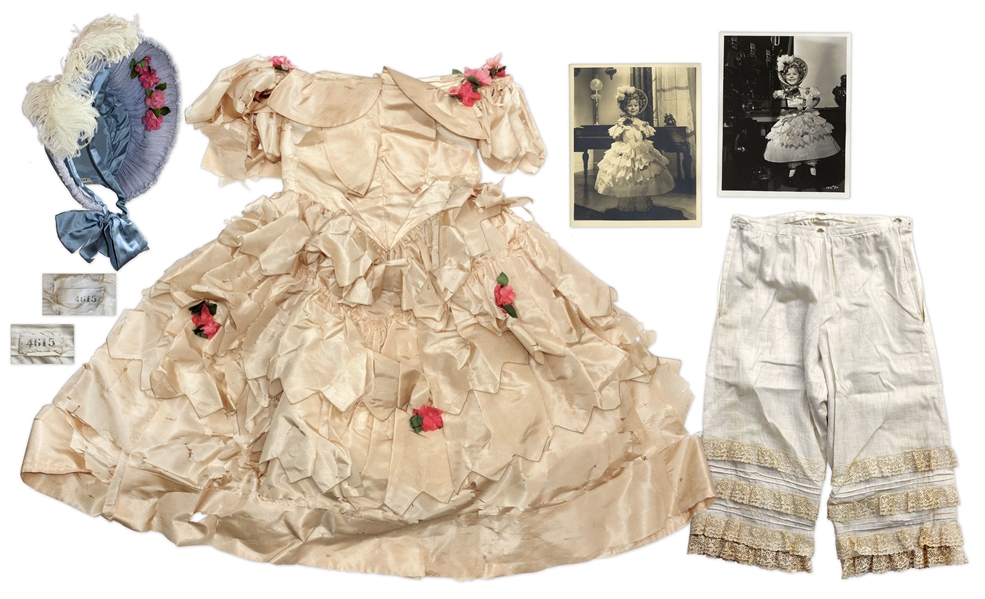 Shirley Temple Costume Auction Iconic Silk Taffeta Dress and Bonnet Screen-Worn by Shirley Temple in ''The Little Colonel''