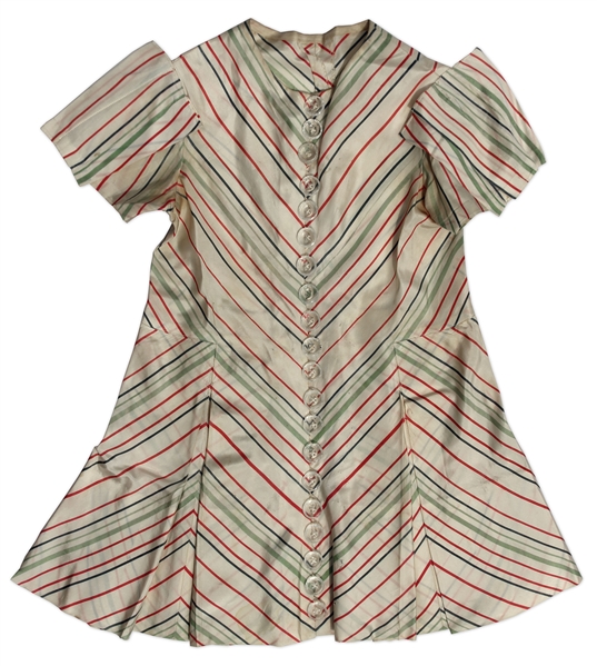Shirley Temple Screen-Worn Diagonal Striped Dress From 1935 Film ''Curly Top''