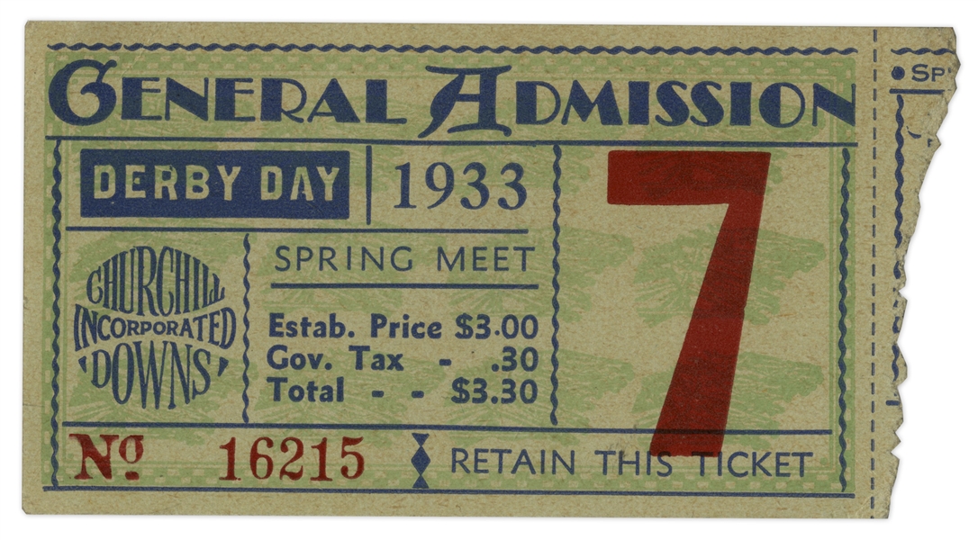 1933 Kentucky Derby Ticket