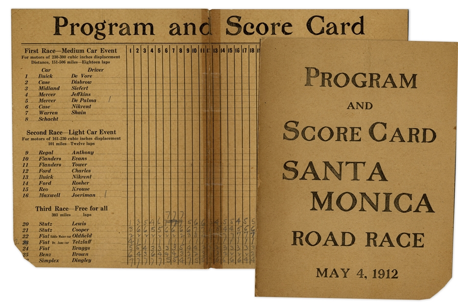 Vintage 1912 Santa Monica Road Race Program