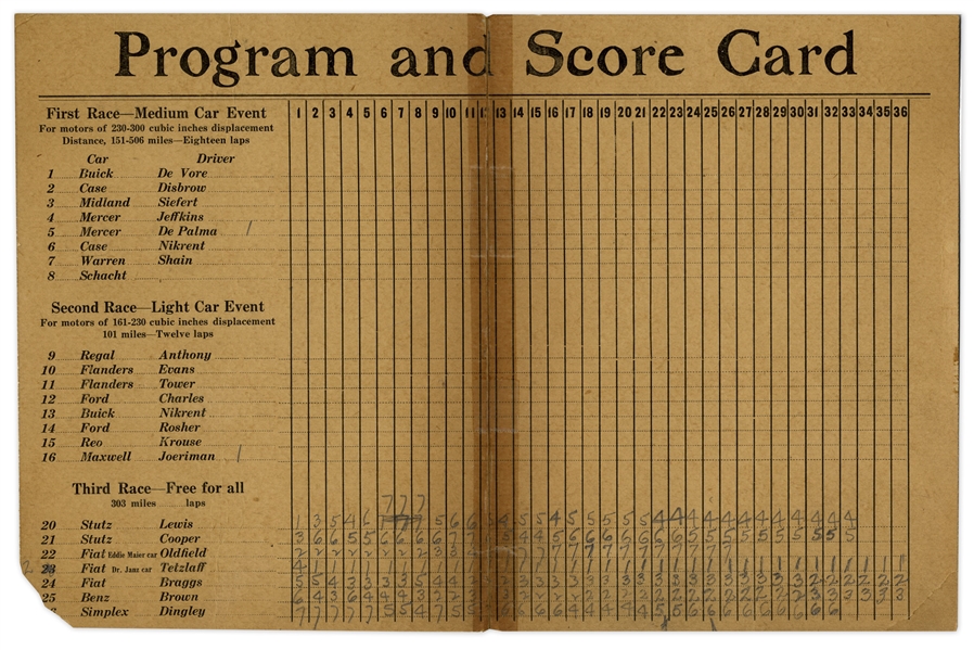 Vintage 1912 Santa Monica Road Race Program