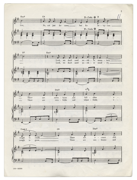 Louis Jordan's Handwritten Notes on Race & Politics, Likely Draft Lyrics to a Song -- ''Black Rebellion White Rebellion and even the Women ar Rebelling''