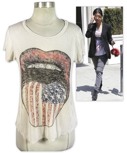 Kourtney Kardashian Owned American Flag Tongue Shirt