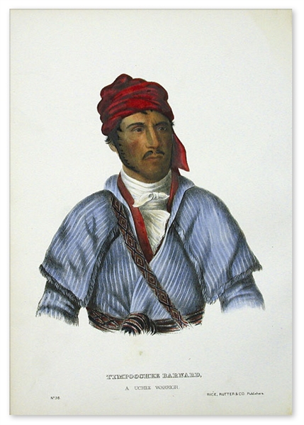 McKenney & Hall Color Print From 1872 -- ''Uchee Warrior Timpoochee Barnard''