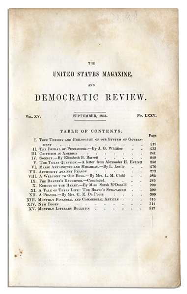 ''The Texas Question: A Letter from Alexander H. Everett'' From ''The United States Magazine and Democratic Review'' -- 1844