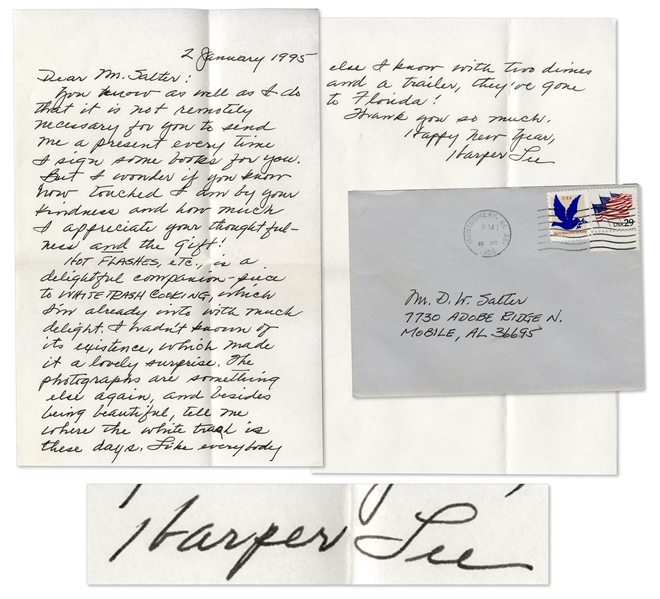 Harper Lee Autograph Letter Signed -- ''...tell me where the white trash is these days. Like everybody else I know with two dimes and a trailer, they've gone to Florida!...''