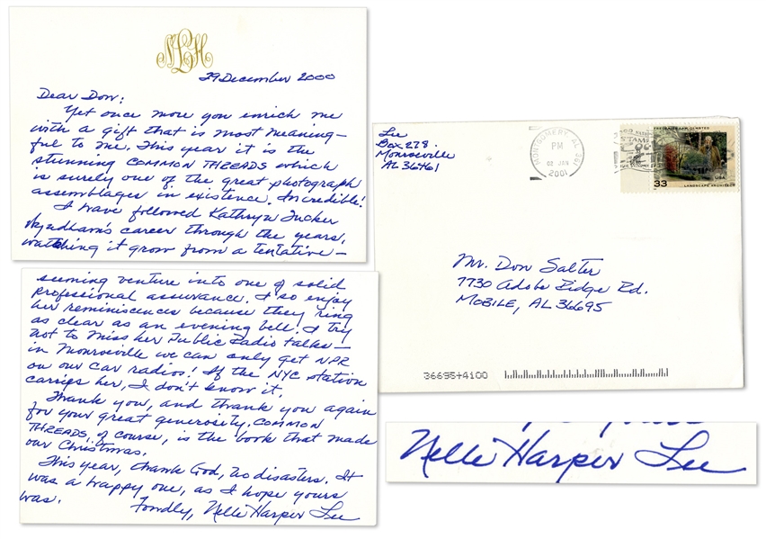 Harper Lee Autograph Letter Twice-Signed -- Mentioning Renowned Alabama Journalist Kathryn Tucker Windham -- ''...I so enjoy her reminisces because they ring as clear as an evening bell...''