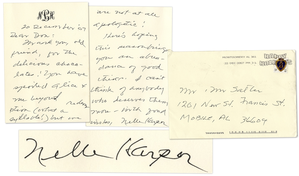 Famed Novelist Harper Lee Autograph Letter Signed -- ''...You have spoiled Alice + me beyond redemption (what a syllable!)...''