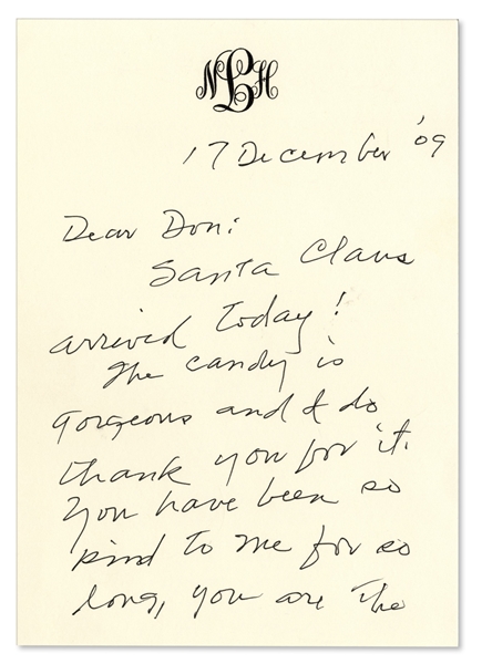 Harper Lee Autograph Letter Signed & Signed Envelope -- ''...Santa Claus arrived today!...Merry Christmas, and may the new year bring you an abundance of good things!...''