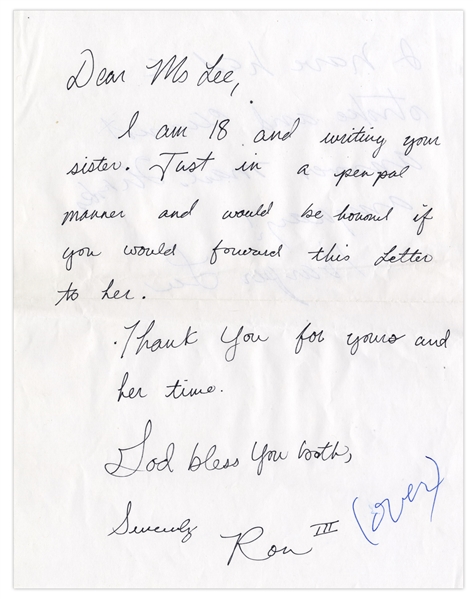 Harper Lee Autograph Note Signed -- Lee Pens a Response Writing That She Can't Respond