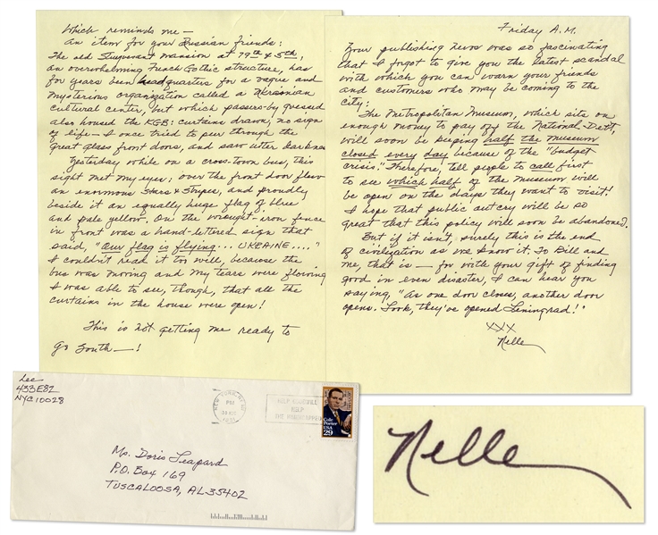 Harper Lee Autograph Letter Signed -- News of a Museum Scandal in NYC