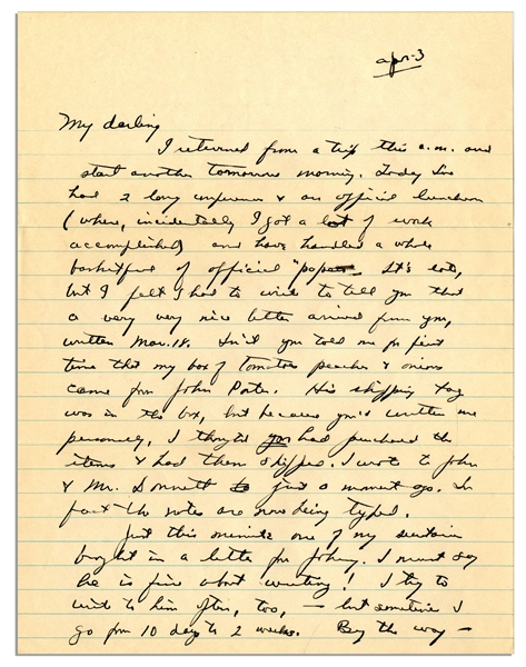 Dwight Eisenhower WWII Autograph Letter Signed -- Eisenhower Writes About Winston Churchill After Their Inspection Trip in 1944: ''He had a grand time - he likes soldiers & they like him!''
