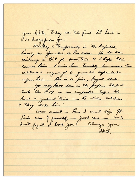 Dwight Eisenhower WWII Autograph Letter Signed -- Eisenhower Writes About Winston Churchill After Their Inspection Trip in 1944: ''He had a grand time - he likes soldiers & they like him!''