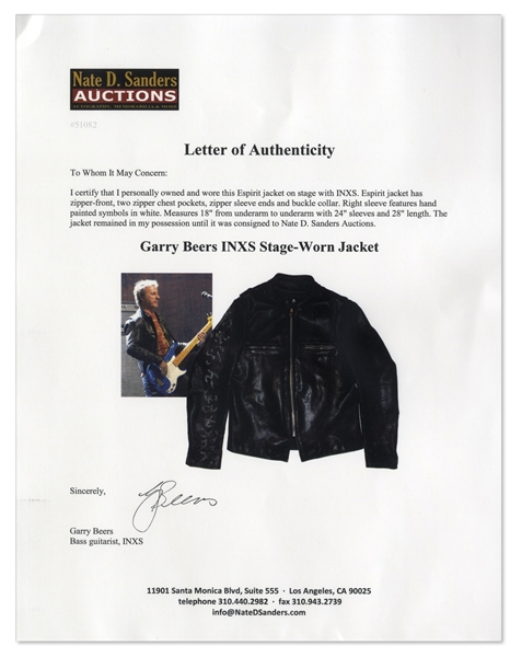 Garry Beers of INXS Stage-Worn Black Jacket -- With LOA From Garry Beers