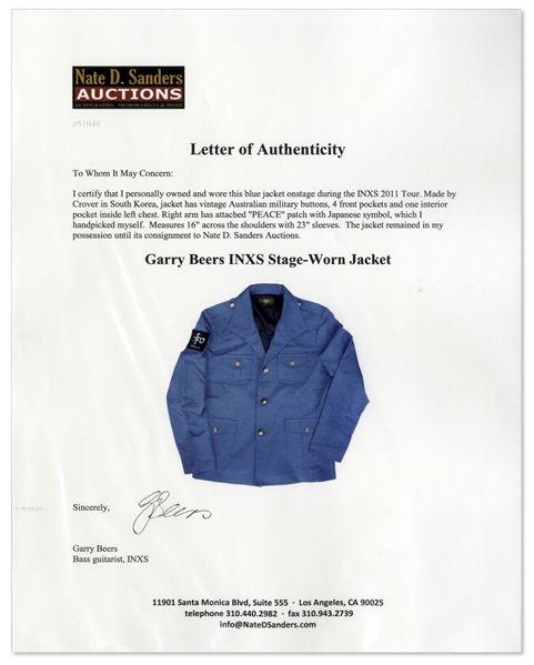 Garry Beers of INXS Stage-Worn Jacket -- With LOA From Garry Beers