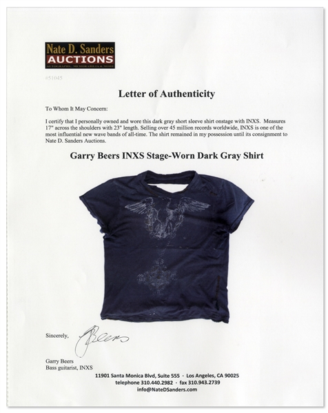 Garry Beers of INXS Stage-Worn Shirt -- With LOA From Garry Beers