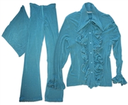 Prince Worn Turquoise 3-Piece Outfit -- His Signature Outfit in His Favorite Style -- Worn During His Press Conference in 1998 in Marbella, Spain