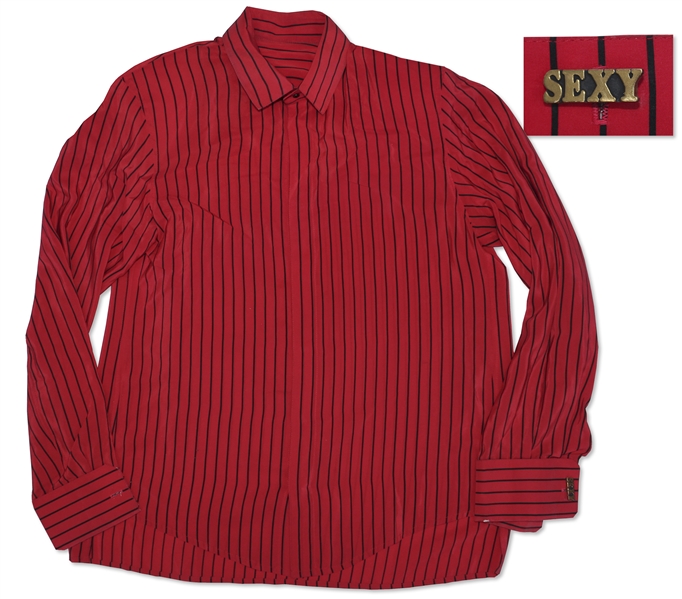 Prince Worn Red Silk Shirt With ''SEXY'' Cufflink