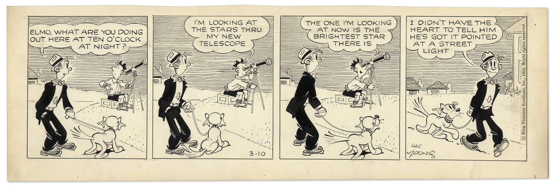 2 Chic Young Hand-Drawn ''Blondie'' Comic Strips From 1962 -- With Chic Young's Original Preliminary Artwork for One
