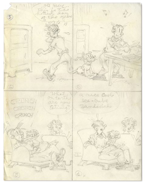 2 Chic Young Hand-Drawn ''Blondie'' Comic Strips From 1964 -- With Chic Young's Original Preliminary Artwork for Both Strips
