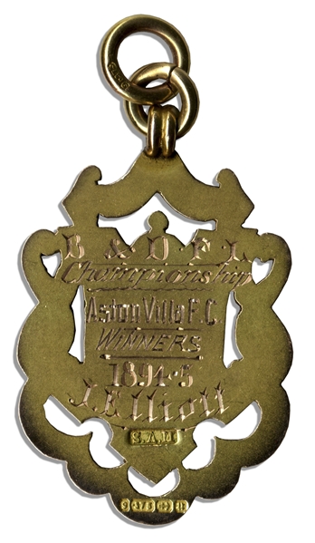 19th Century Football Gold Medal From Aston Villa's Win at the 1894-95 Birmingham and District Football League Championship