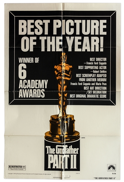 ''The Godfather Part II'' Movie Poster -- 1974 Poster Celebrates Iconic Film's Academy Award Wins