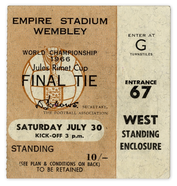 Historic 1966 World Cup Final Ticket -- The Only World Cup Won by England -- Also the World Cup That Made Pickles the Dog Famous