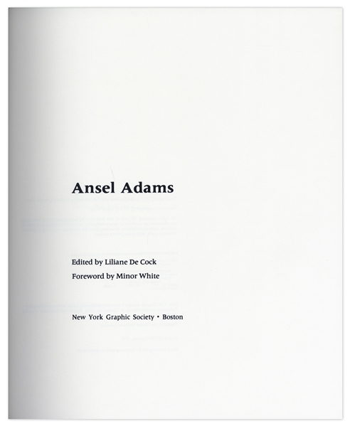 Ansel Adams Signed ''Ansel Adams'' Photography Book -- Beautiful Compilation of Photographs