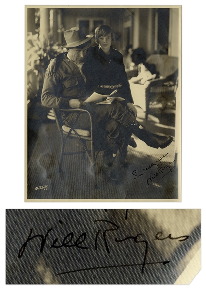 Will Rogers Signed Photo With His Daughter, Mary Rogers