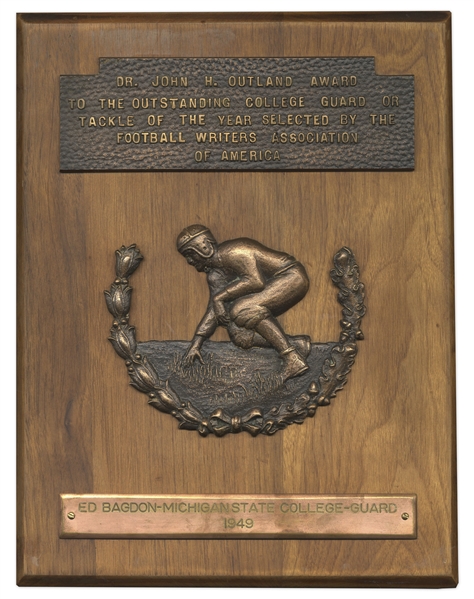 1949 Outland Trophy Presented to Michigan State's Ed Bagdon as the Outstanding College Football Interior Lineman