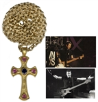 Garry Beers of INXS Stage-Worn Sapphire & 22k Cross Necklace by Theo Fennell -- With LOA From Garry Beers