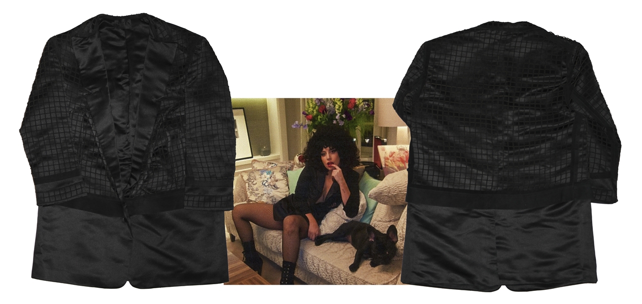 Lady Gaga Black-Grid Blazer Worn During 2014 MTV Fashion Shoot -- With LOA & Photo From Designer